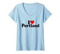 Womens I Love Heart Portland Oregon Maine V-Neck T-Shirt