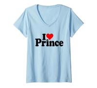 Women's I Love Heart Prince Name Nickname ON A TEE V-Neck T-Shirt