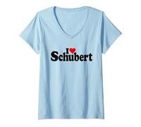 Womens I Love Heart Schubert Franz Composer V-Neck T-Shirt