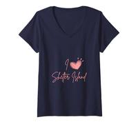 Womens I Love Heart Shelter Island New York Travel Vacation V-Neck T-Shirt