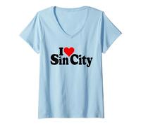 Women's I Love Heart SIN City LAS Vegas Baby V-Neck T-Shirt