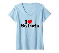 Womens I Love Heart ST. Lucia Saint Lucia Carribean Islands V-Neck T-Shirt