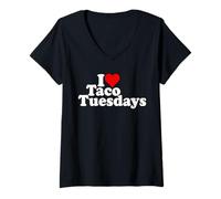Womens I Love Heart Taco Tuesdays V-Neck T-Shirt