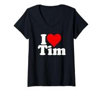 Womens I LOVE HEART TIM TIMOTHY TIMMY V-Neck T-Shirt