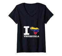 Women's I Love (Heart) Venezuela Flag Map Country Pride V-Neck T-Shirt