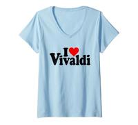 Women's I Love Heart Vivaldi Antonio Composer V-Neck T-Shirt