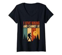 Womens I Love Hiking and I Cannot Lie Funny Camping Mountain Hiking V-Neck T-Shirt