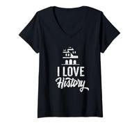 Womens I Love History Teacher Histroric Historian Lover V-Neck T-Shirt