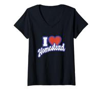 Womens I Love Homestead Florida V-Neck T-Shirt