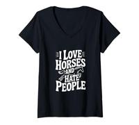 Women's I Love Horses and Hate People V-Neck T-Shirt