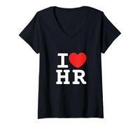 Women's I Love HR Human Resources V-Neck T-Shirt