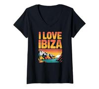 Womens I Love Ibiza Sunset Coastal Escape V-Neck T-Shirt