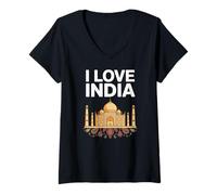 Womens I Love India Taj Mahal Design V-Neck T-Shirt