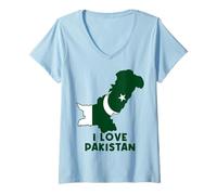 Womens I Love Islamabad Hello Pakistan Map Flag Proud Pakistani Dad V-Neck T-Shirt