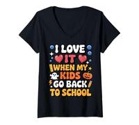 Womens I Love It When My Kids Go Back to School Funny Dad Parents V-Neck T-Shirt