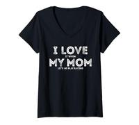 Womens I Love It When My Mom let's me play racing Funny Races V-Neck T-Shirt