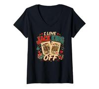 Women's I Love Jack King Off Poker Hearts Clubs V-Neck T-Shirt