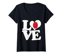Women's I Love Japan Flag Heart Patriotic Travel V-Neck T-Shirt