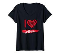 Women's I Love Jefferson T-Shirt County I Heart Jefferson V-Neck T-Shirt