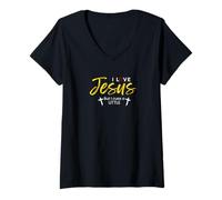 Womens I Love Jesus But I Cuss A Little Funny Christian Gift V-Neck T-Shirt