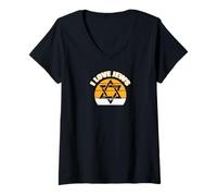 Womens I love Jews Hebrew and Jewish Love Retro Jews V-Neck T-Shirt