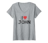 Womens I Love John V-Neck T-Shirt