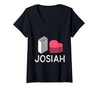 Women's I Love Josiah Personalized First Name Josiah V-Neck T-Shirt