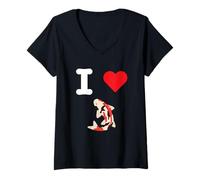 Womens I Love Koi Fish Japanese Carp Symbol Harmony Fortune Success V-Neck T-Shirt