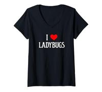Womens I Love Ladybugs I Heart Ladybugs Beetle Bug Entomologist V-Neck T-Shirt