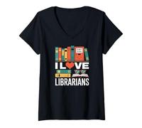 Womens I Love Librarians Dewey Decimal Book Lover V-Neck T-Shirt