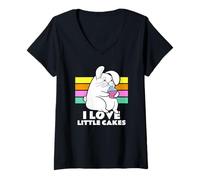 Women's I Love Little Cakes Sweet Tooth Statement Funny V-Neck T-Shirt