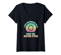 Womens I Love Long Romantic Walks Thru The Record Store Collector V-Neck T-Shirt