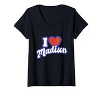Womens I Love Madison Alabama V-Neck T-Shirt