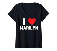 Women's I Love Marilyn V-Neck T-Shirt