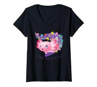 Women's I Love Math A Lotl Funny Axolotl Math Lover Geek Japanese V-Neck T-Shirt