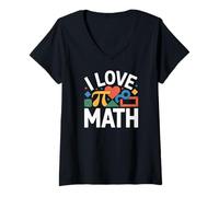 Womens I Love Math Fun Geometry Pi Shapes V-Neck T-Shirt