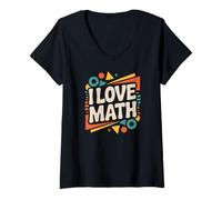 Womens I Love Math Geometric Shapes Enthusiast Design V-Neck T-Shirt