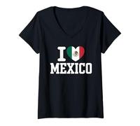 Womens I Love Mexico Heart Flag V-Neck T-Shirt
