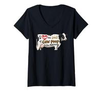 Womens I Love Morning Cow Poop Smell Funny Farmer Rancher Cow Lover V-Neck T-Shirt