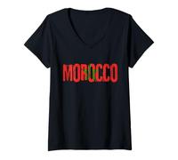 Women's I Love Morocco, Cute Moroccan Flag Design V-Neck T-Shirt