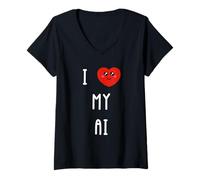 Womens I Love My Ai Name Funny V-Neck T-Shirt