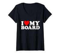 Womens I Love My Board Funny Nonprofit Chairman Skate Surf Art Fan V-Neck T-Shirt