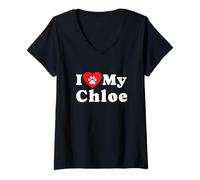 Womens I Love My Chloe Dog Owner Pet Dog Lover V-Neck T-Shirt