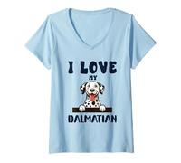 Womens I Love My Dalmatian Dog - Funny V-Neck T-Shirt