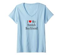 Womens I Love My Danish Boyfriend V-Neck T-Shirt