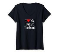 Womens I Love My Danish Husband V-Neck T-Shirt
