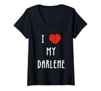 Women's I Love My Darlene Name Funny V-Neck T-Shirt