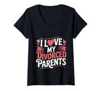Womens I Love My Divorced Parents Child Kid Dynamics - V-Neck T-Shirt