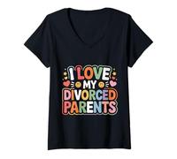 Womens I Love My Divorced Parents Child Kid Dynamics - V-Neck T-Shirt