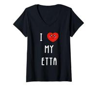 Women's I Love My Etta Name Funny V-Neck T-Shirt